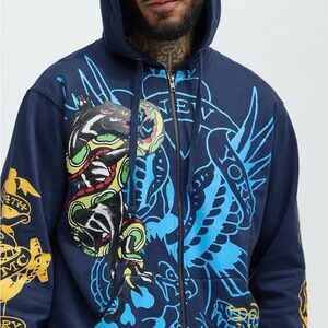 Graphic Hoodie with Snake and Wings Design